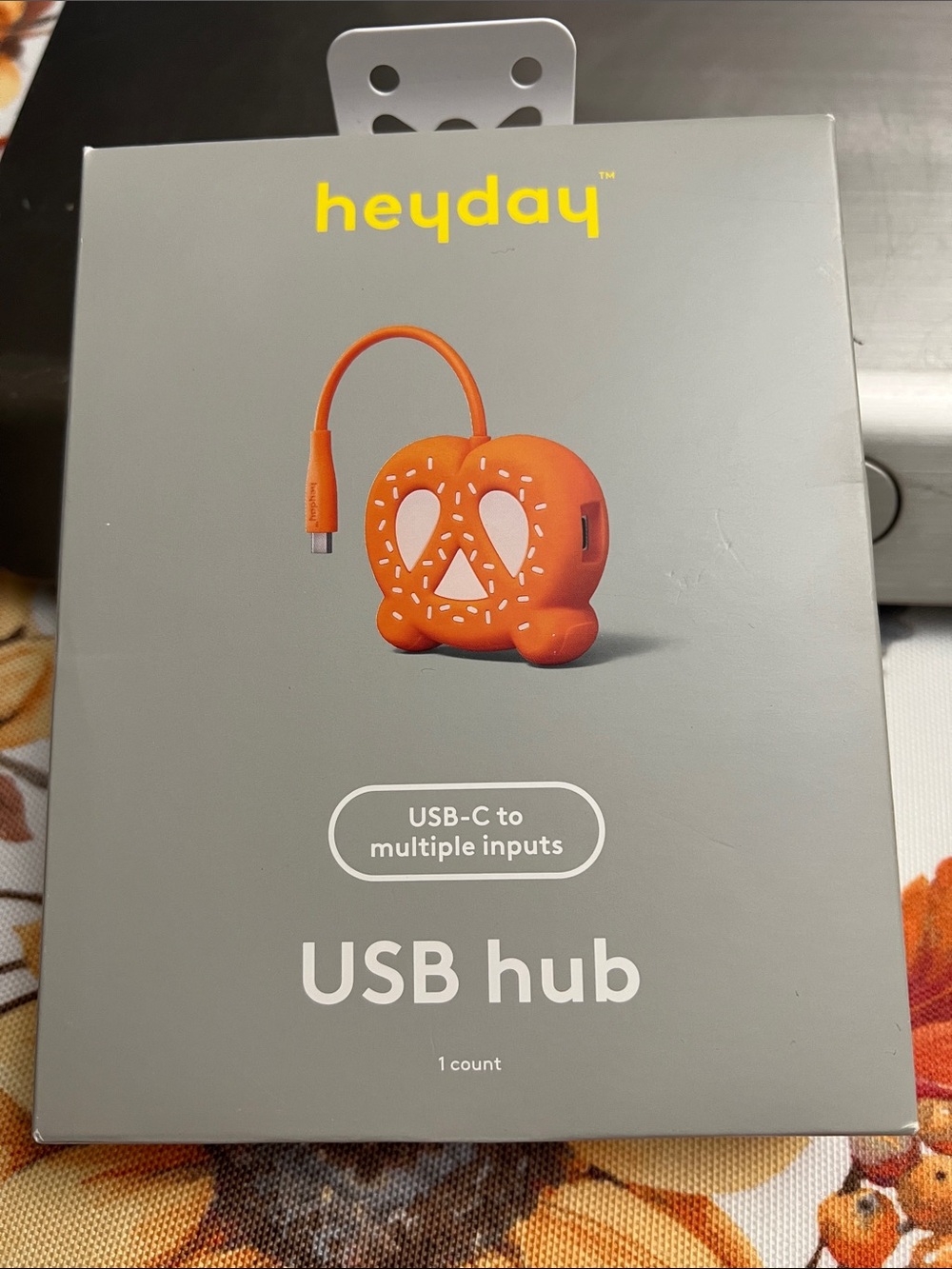 heyday Orange USB-C Multi-Port Hub with Decorative Design